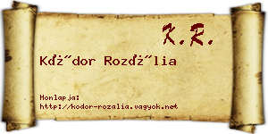 Kódor Rozália névjegykártya